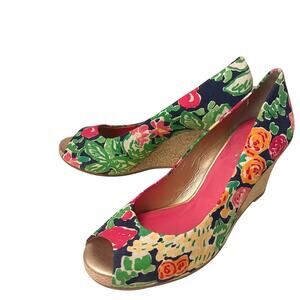 Lilly Pulitzer Floral Wedge Heels – Size 7.5